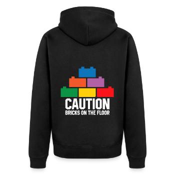 Brick Builder Brick Building Master Builder - Unisex Premium Organic Zip Hoodie - black - Back - Nico (187cm)