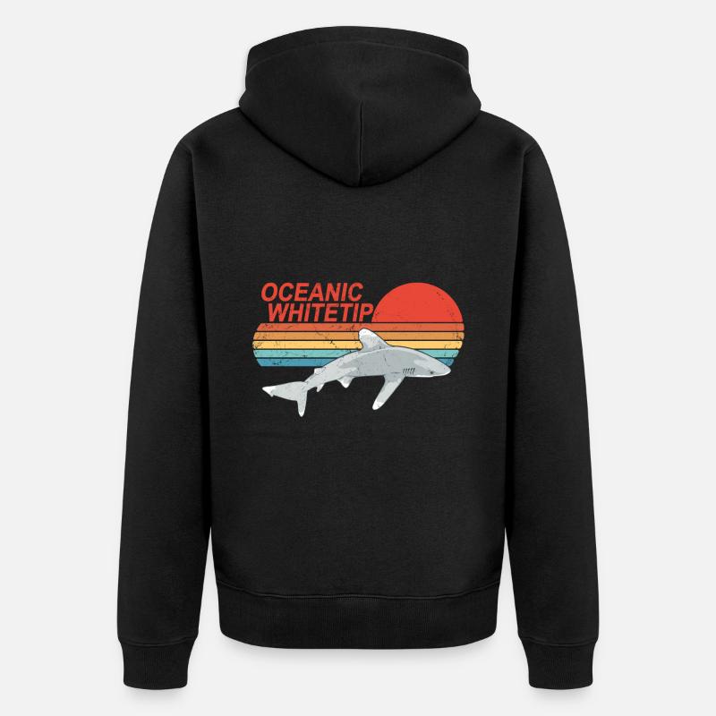 Longimanus Requin à pointes blanches - Veste à capuche bio Premium Unisexe - noir