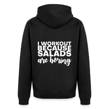 Je m’entraîne parce que les salades sont ennuyeuses 3 - Veste à capuche bio Premium Unisexe - noir - Dos - Nico (187cm)