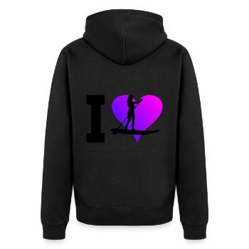 Standup Paddleboard Damen Standup Paddle Standup P - Unisex Premium Bio Zip Hoodie - Schwarz - Hinten - Nico (187cm)
