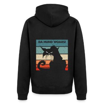 Da Hund Woars Nicht meine Schuld Katze - Unisex Premium Bio Zip Hoodie - Schwarz - Hinten - Nico (187cm)