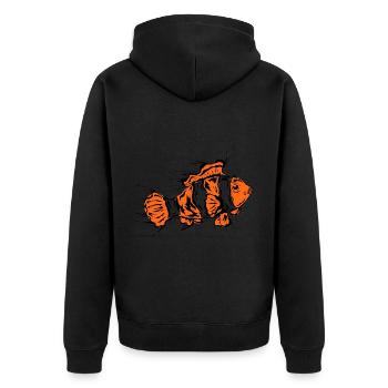Clownfisch - Unisex Premium Bio Zip Hoodie - Schwarz - Hinten - Nico (187cm)