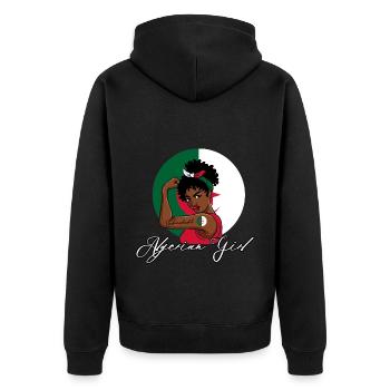 Unzerbrechliches algerisches Mädchen - Unisex Premium Bio Zip Hoodie - Schwarz - Hinten - Nico (187cm)
