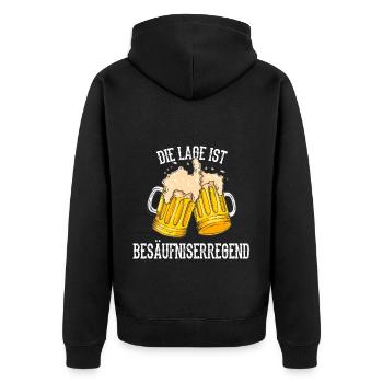 Die Lage ist Besäufniserregend Bier trinken - Unisex Premium Bio Zip Hoodie - Schwarz - Hinten - Nico (187cm)