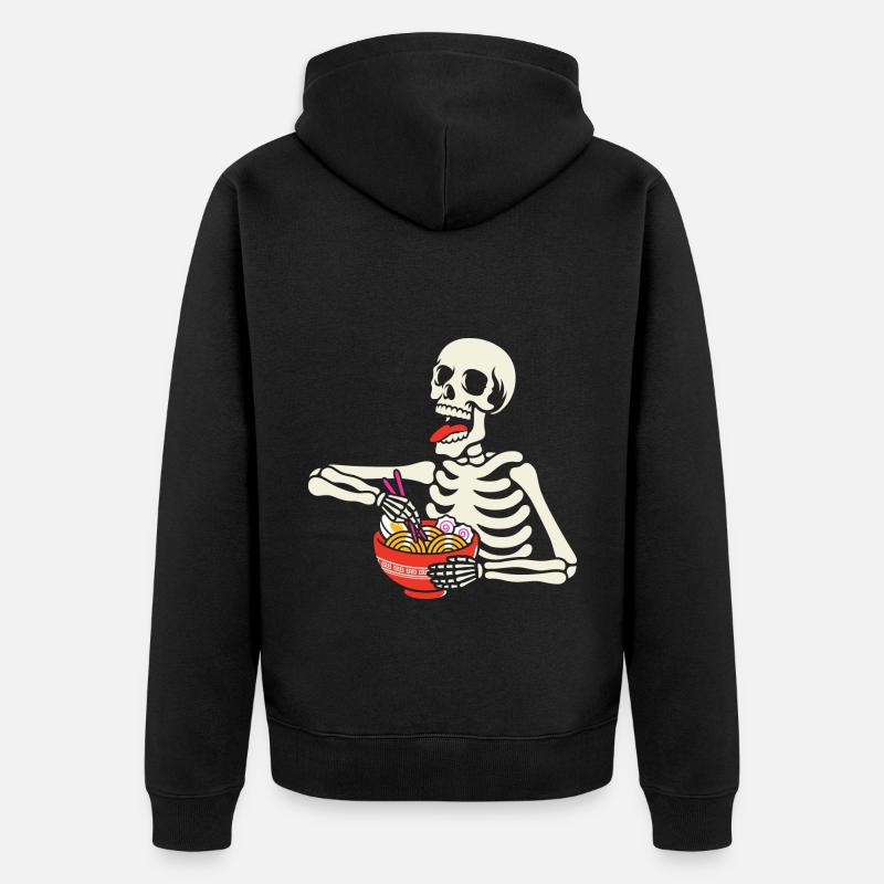 Ramen squelette d’Halloween - Veste à capuche bio Premium Unisexe - noir