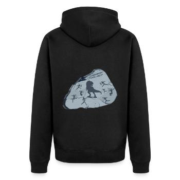 Dino Steinzeit - Unisex Premium Bio Zip Hoodie - Schwarz - Hinten - Nico (187cm)