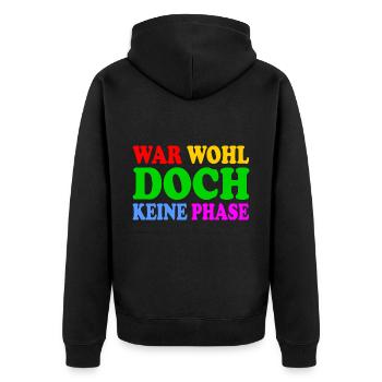 war wohl doch keine phase - Unisex Premium Bio Zip Hoodie - Schwarz - Hinten - Nico (187cm)