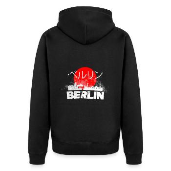 Berlin Germany City Skyline Japan Sun - Unisex Premium Organic Zip Hoodie - black - Back - Nico (187cm)