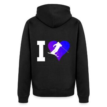 Ski Jumping Freestyle Ski Herren Ski Freestyle - Unisex Premium Bio Zip Hoodie - Schwarz - Hinten - Nico (187cm)