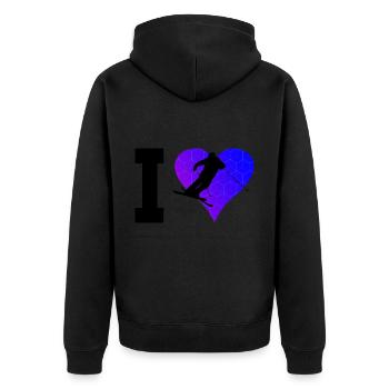 Damen Freestyle Ski Ski Freestyle Ski Jumping - Unisex Premium Bio Zip Hoodie - Schwarz - Hinten - Nico (187cm)