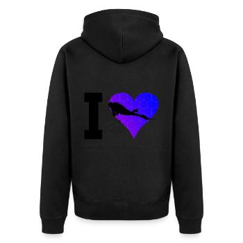 Scuba Diver Diver Diving Free Dive Damen - Unisex Premium Bio Zip Hoodie - Schwarz - Hinten - Nico (187cm)