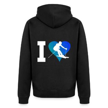 Skiing Freestyle Skifahrer Skifahrer Skifahren - Unisex Premium Bio Zip Hoodie - Schwarz - Hinten - Nico (187cm)