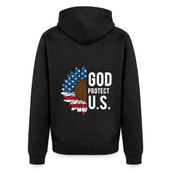 God Protect US 4th of July Independence Fourth of - Unisex Premium Organic Zip Hoodie - black - Back - Nico (187cm)