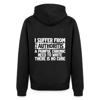 Je souffre d’autoritourne, un besoin d’écrire 4 - Veste à capuche bio Premium Unisexe - noir - Dos - Nico (187cm)