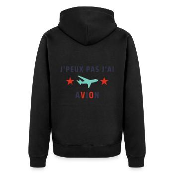 J peux pas j ai avion - Veste à capuche bio Premium Unisexe - noir - Dos - Nico (187cm)