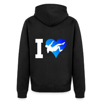 Boulder Kletterer Climbing Klettern Bouldern - Unisex Premium Bio Zip Hoodie - Schwarz - Hinten - Nico (187cm)