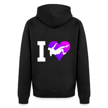 Herren Boulder Klettern Climber Climbing - Unisex Premium Bio Zip Hoodie - Schwarz - Hinten - Nico (187cm)