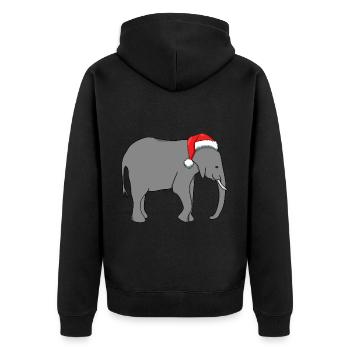 elefant mit weihnachtsmütze - Unisex Premium Bio Zip Hoodie - Schwarz - Hinten - Nico (187cm)