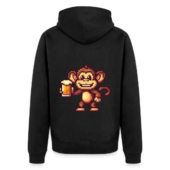 Monkey Beer Party Funny - Unisex Premium Organic Zip Hoodie - black - Back - Nico (187cm)