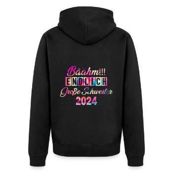 Bäähm enfin grande soeur 2024 - Veste à capuche bio Premium Unisexe - noir - Dos - Nico (187cm)