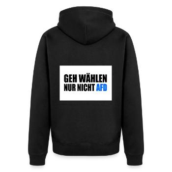 geh wählen nur nicht afd - Unisex Premium Bio Zip Hoodie - Schwarz - Hinten - Nico (187cm)