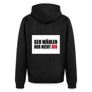 geh wählen nur nicht afd - Unisex Premium Bio Zip Hoodie - Schwarz - Hinten - Nico (187cm)