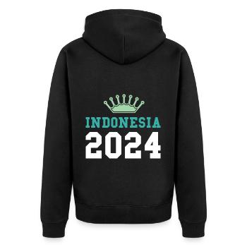 Indonesia 2024 Krona - Unisex Premium Organic Zip Hoodie - black - Back - Nico (187cm)