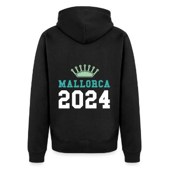 Mallorca 2024 Krone - Unisex Premium Bio Zip Hoodie - Schwarz - Hinten - Nico (187cm)