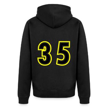 35 Nombre Collège - Veste à capuche bio Premium Unisexe - noir - Dos - Nico (187cm)