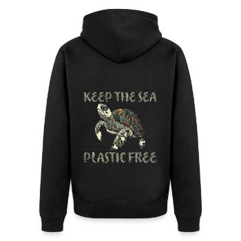 Gardez la mer sans plastique tortue Motif - Veste à capuche bio Premium Unisexe - noir - Dos - Nico (187cm)