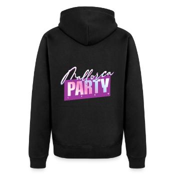 Mallorca Party Crew - Unisex Premium Bio Zip Hoodie - Schwarz - Hinten - Nico (187cm)