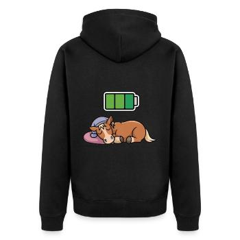 Horse Sleeping Recharging Night Bedtime - Unisex Premium Bio Zip Hoodie - Schwarz - Hinten - Nico (187cm)