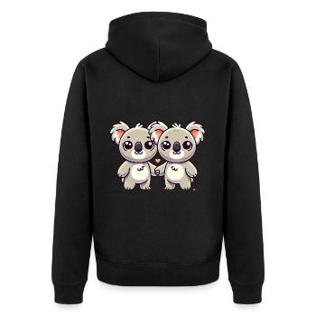 Two Cute Koala Friends Holding Hands - Unisex Premium Bio Zip Hoodie - Schwarz - Hinten - Nico (187cm)