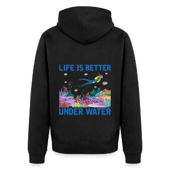 Diving Adventure Divers Sea Ocean - Unisex Premium Organic Zip Hoodie - black - Back - Nico (187cm)