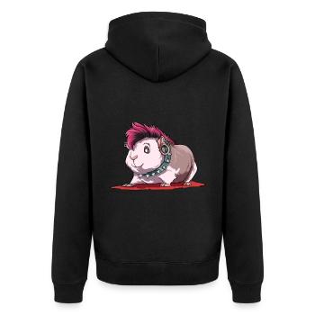 Meerschweinchen als Punker - Unisex Premium Bio Zip Hoodie - Schwarz - Hinten - Nico (187cm)