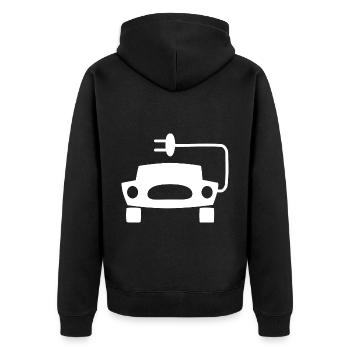E Cars - Unisex Premium Organic Zip Hoodie - black - Back - Nico (187cm)