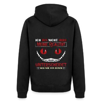 Meine Realität unterscheidet sich nur von deiner - Unisex Premium Bio Zip Hoodie - Schwarz - Hinten - Nico (187cm)