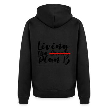 Living The Plan B - Unisex Premium Bio Zip Hoodie - Schwarz - Hinten - Nico (187cm)
