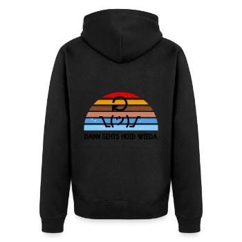 Dann gehts hoid retour - bayerischer Spruch - Unisex Premium Bio Zip Hoodie - Schwarz - Hinten - Nico (187cm)