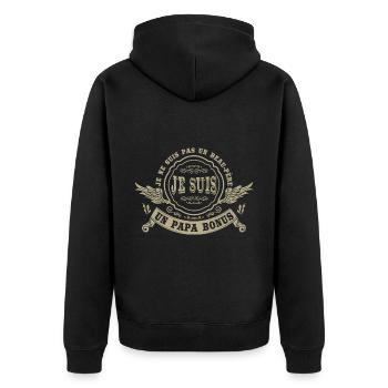 Beau-Père | Fête Des Pères | Papa Bonus - Veste à capuche bio Premium Unisexe - noir - Dos - Nico (187cm)