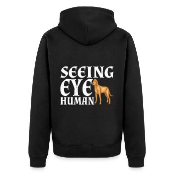 Seeing Eye Human 30 - Unisex Premium Bio Zip Hoodie - Schwarz - Hinten - Nico (187cm)