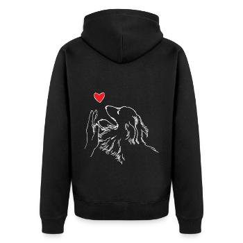 Cœur de teckel Main Teckel High Five - Veste à capuche bio Premium Unisexe - noir - Dos - Nico (187cm)