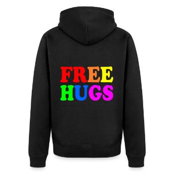 Free hugs - Unisex Premium Organic Zip Hoodie - black - Back - Nico (187cm)