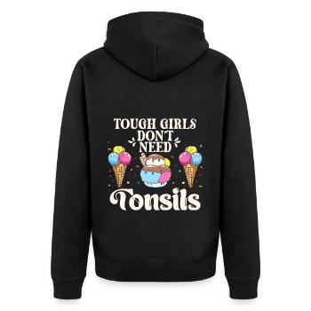 Tough girls don't need almond ice cream - Unisex Premium Organic Zip Hoodie - black - Back - Nico (187cm)