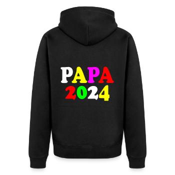 Papa 2024 - Unisex Premium Bio Zip Hoodie - Schwarz - Hinten - Nico (187cm)