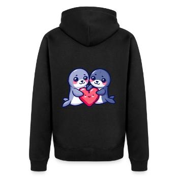 Couple De Sceau Amoureux Animal Saint Valentin - Veste à capuche bio Premium Unisexe - noir - Dos - Nico (187cm)