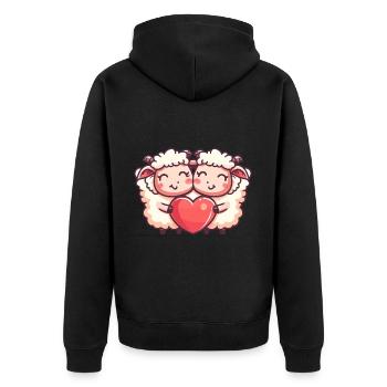 Couple De Moutons Amoureux Animal Saint Valentin - Veste à capuche bio Premium Unisexe - noir - Dos - Nico (187cm)