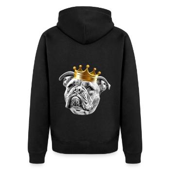 Bulldogge Old English Bulldogge Hund Hunde - Unisex Premium Bio Zip Hoodie - Schwarz - Hinten - Nico (187cm)