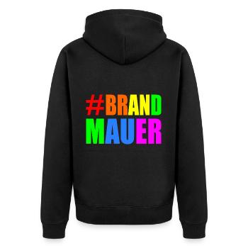 brandmauer - Unisex Premium Bio Zip Hoodie - Schwarz - Hinten - Nico (187cm)