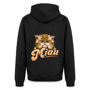 Miau Katze Cat Haustier - Unisex Premium Bio Zip Hoodie - Schwarz - Hinten - Nico (187cm)